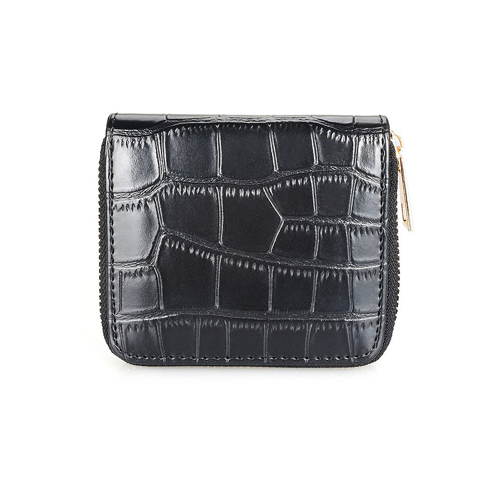 Black Croc Short Zip Purse Wholesale